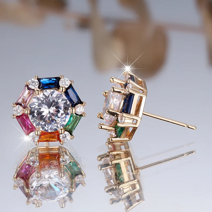 Prisma Rainbow Heart Earrings close-up detail