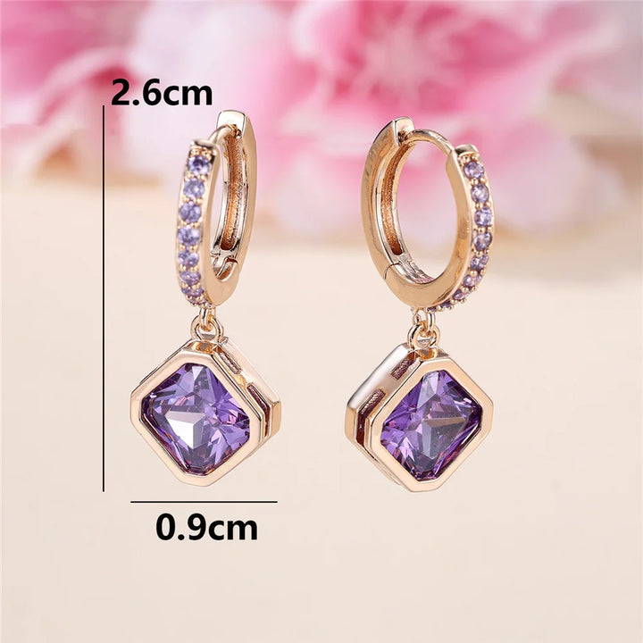Lilacelle Purple Crystal Hoop Earrings