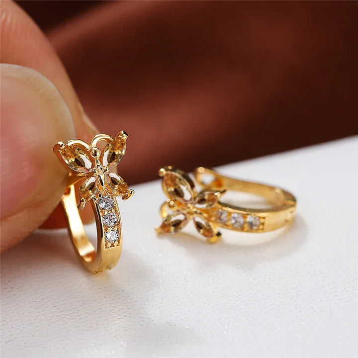 Papillon Colorstone Clip Earrings