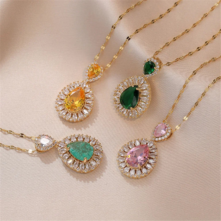 Florenza | Pink &amp; Green Flower Necklace