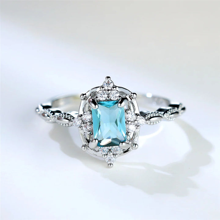 Azzurra Light Blue Crystal Ring close-up detail