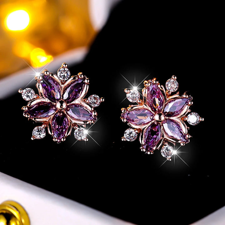 Snowkiss | Colorstone Snowflake Stud Earrings