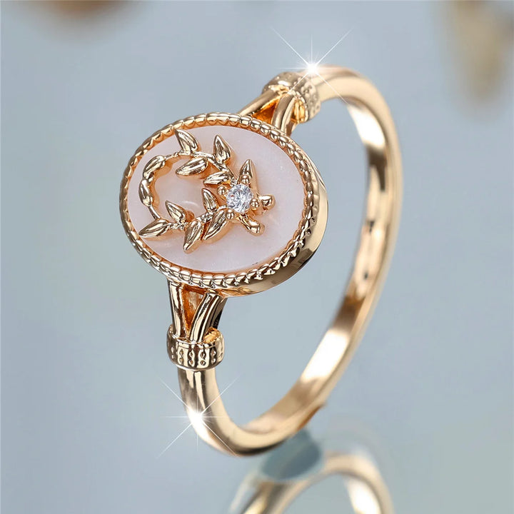Sylvie Enamel Leaf Ring styled view