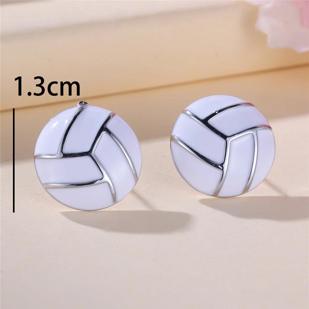 Alba White Enamel Stud Earrings close-up detail