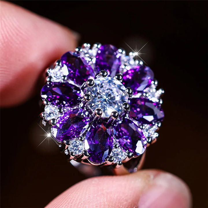 Violet Sun | Crystal Flower Ring