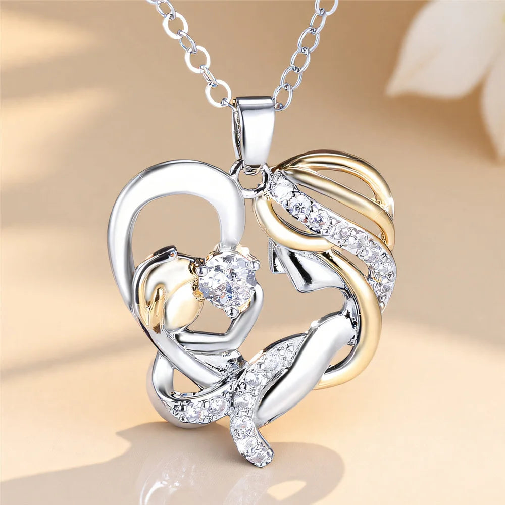 Valora | White Crystal Heart Necklace