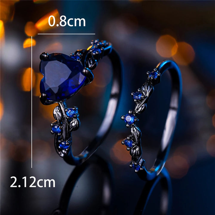 Mariblue | Blue Heart Bridal Ring Set