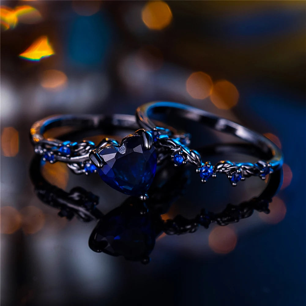 Mariblue | Blue Heart Bridal Ring Set