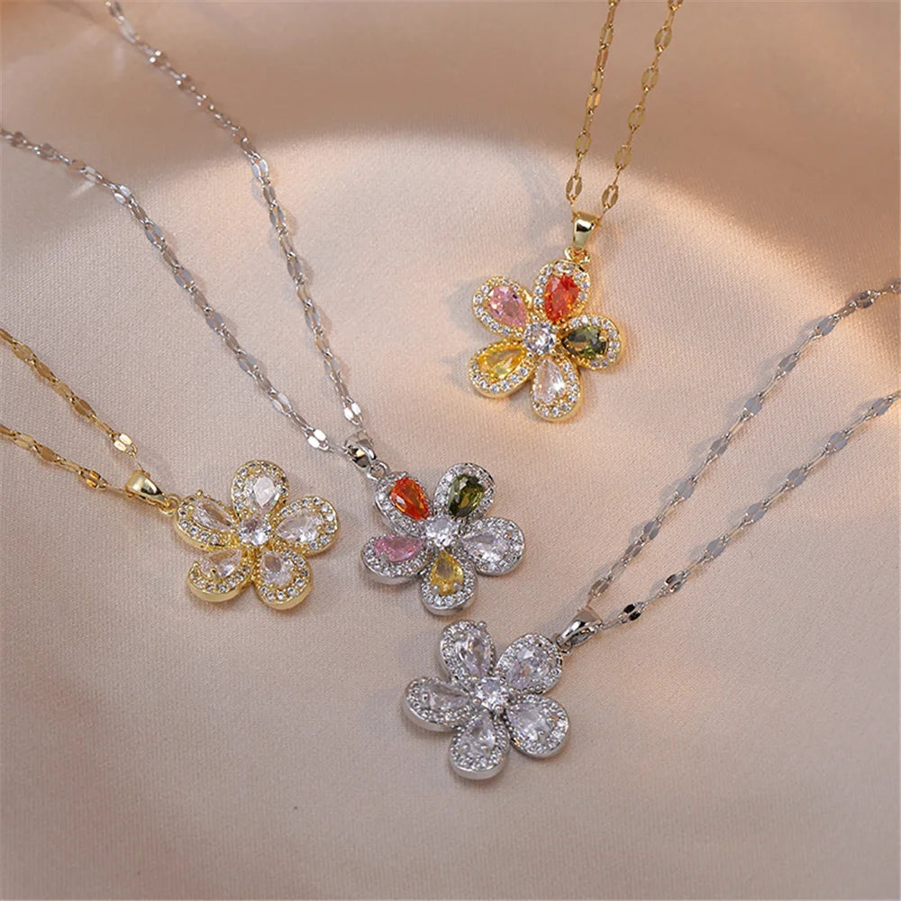 Floralie Crystal Flower Pendant Necklace alternate view