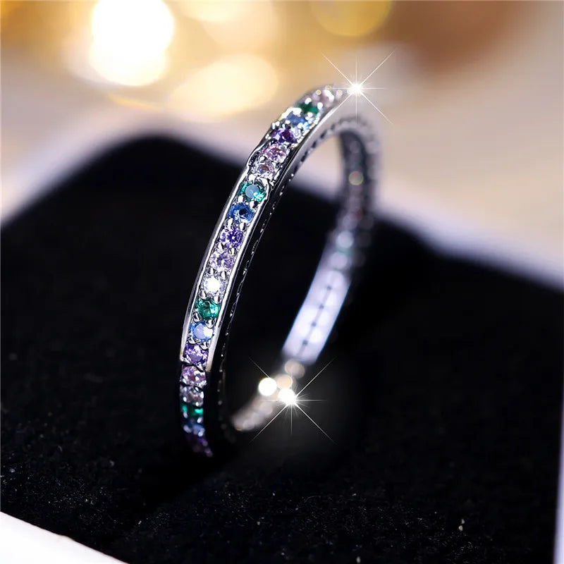 Aurelia Rainbow Pavé Ring close-up detail