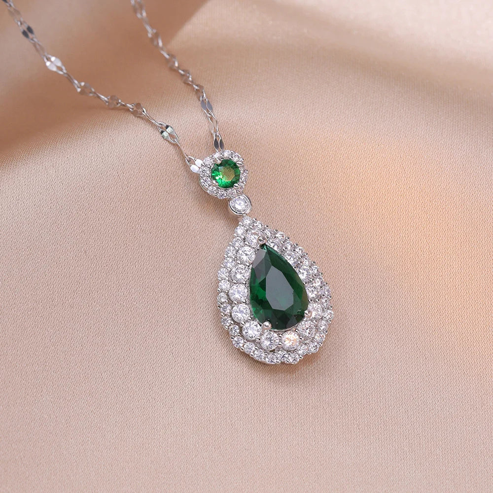 Verona | Red &amp; Green Teardrop Necklace