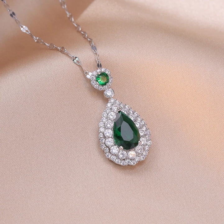 Verona | Red &amp; Green Teardrop Necklace