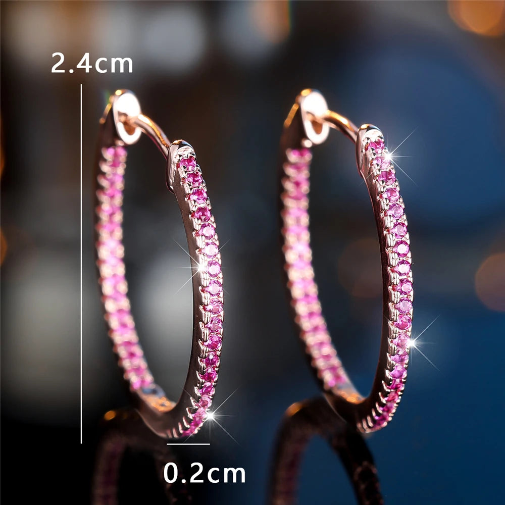 Leuke kleine groen blauw rood zirkoon steen hoepel oorbellen voor vrouwen charme vrouwelijke rose goud kleur bruiloft sieraden cadeau