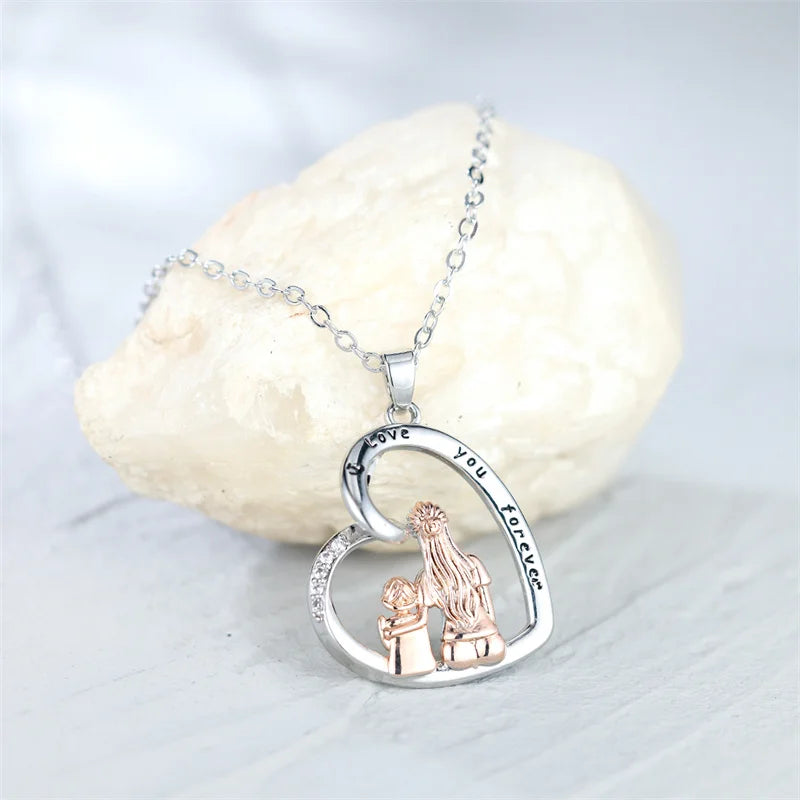 Amour Script Heart Necklace styled view