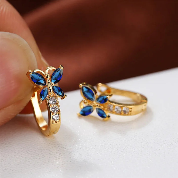 Papillon Colorstone Clip Earrings