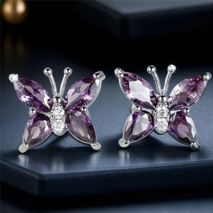 Violetta Butterfly Crystal Stud Earrings alternate view