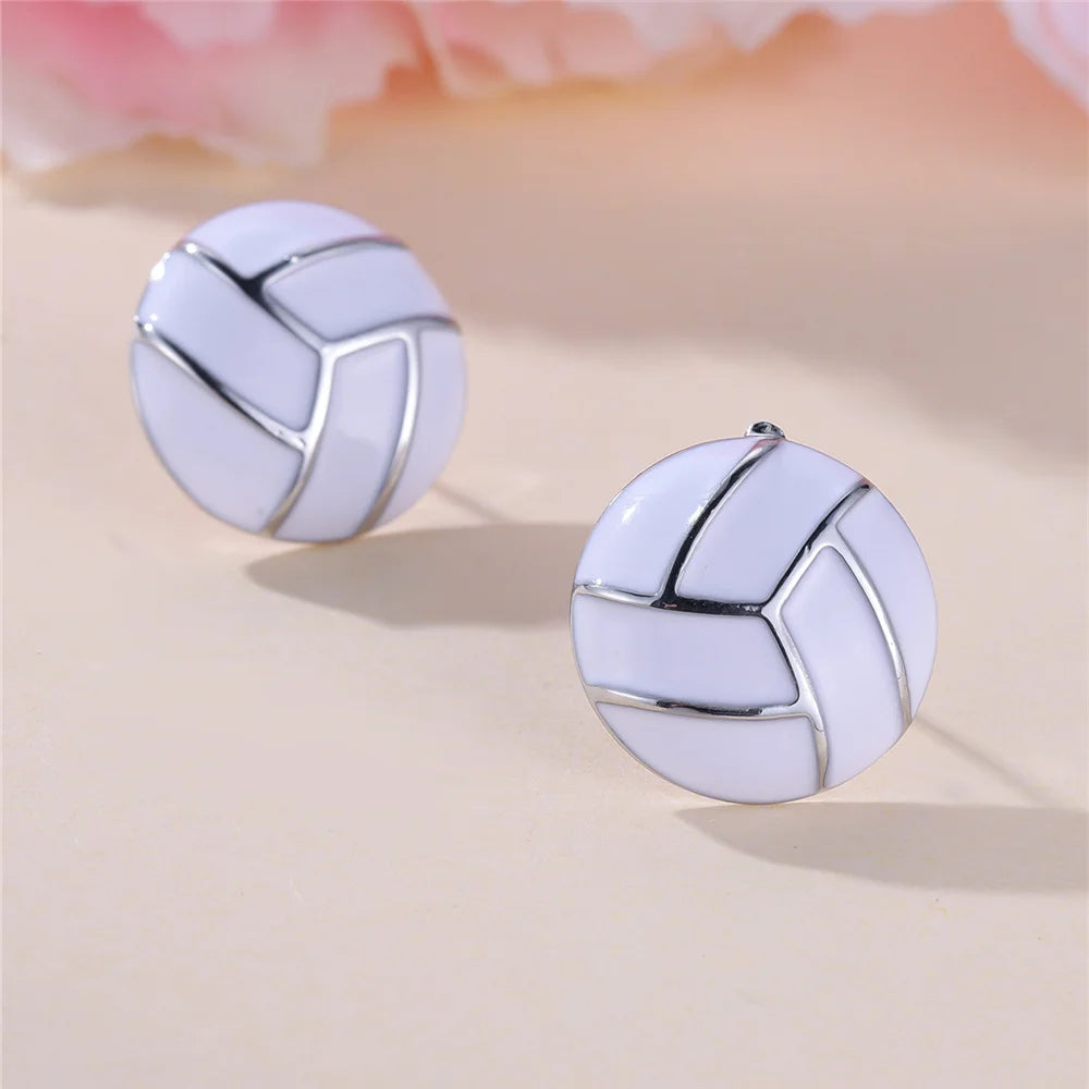 Alba White Enamel Stud Earrings styled view