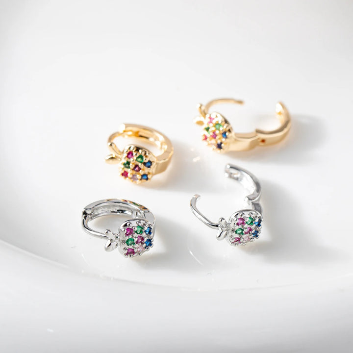 Schattige Vrouwelijke Regenboog Appel Zirkoon Steen Hoepel Oorbellen Sierlijk Goud Kleur Zomer Sieraden Voor Vrouwen