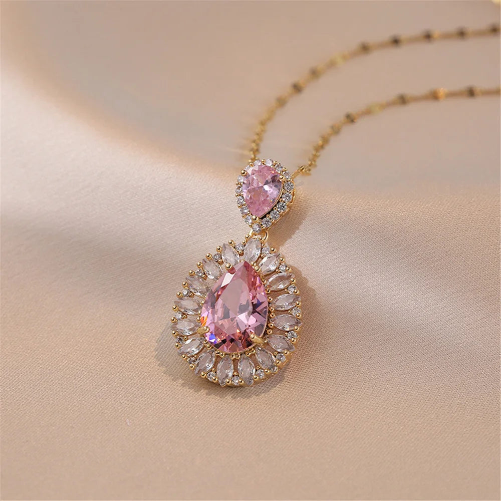 Florenza | Pink &amp; Green Flower Necklace