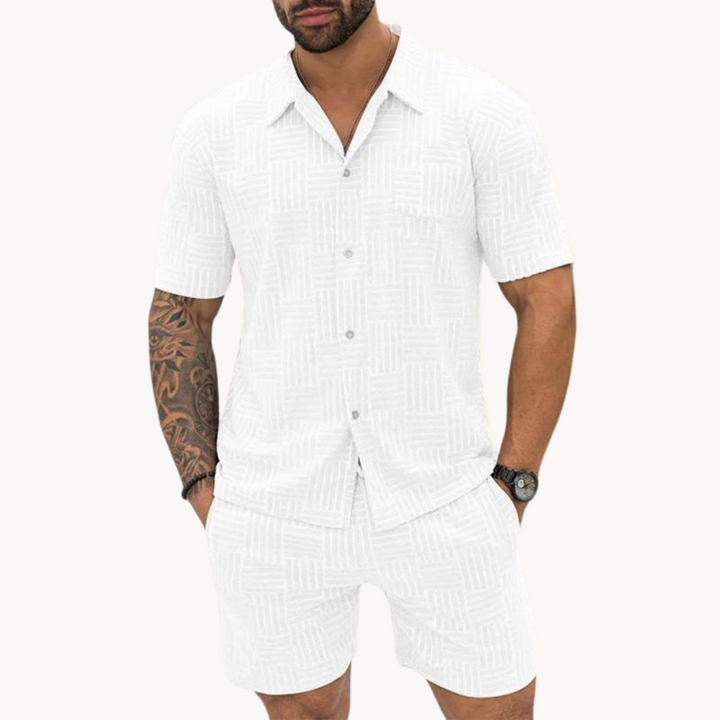 Shirt And Short Set – Knit Blend Retro Texture & Easy Move