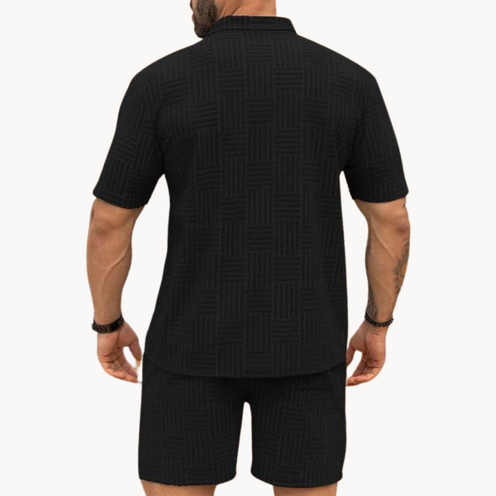Shirt And Short Set – Knit Blend Retro Texture & Easy Move