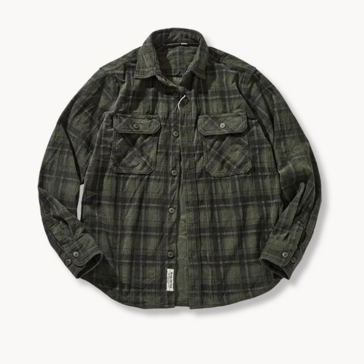 Shirt - Corduroy Blend Button Front And Relaxed Shape