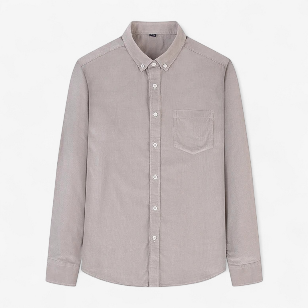 Shirt - Corduroy Blend Striped Pattern & Front Pocket