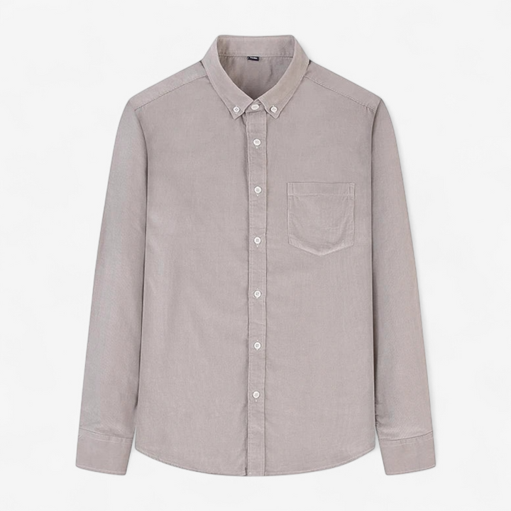 Shirt - Corduroy Blend Striped Pattern & Front Pocket