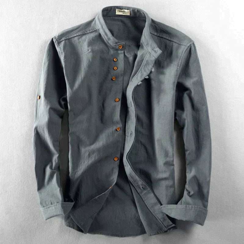 Shirt - Mandarin Collar And Button Front Moves With Body