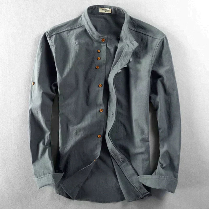 Shirt - Mandarin Collar And Button Front Moves With Body