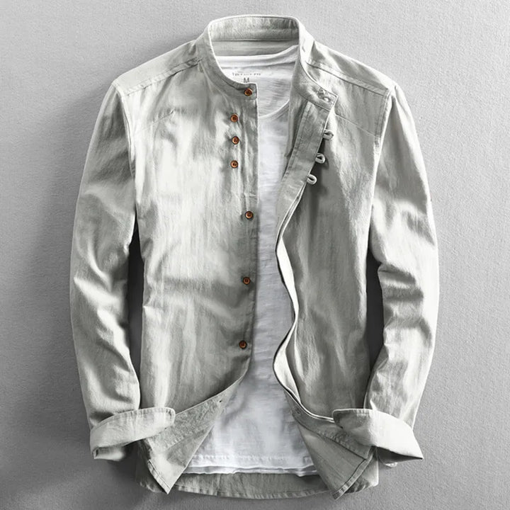Shirt - Mandarin Collar And Button Front Moves With Body