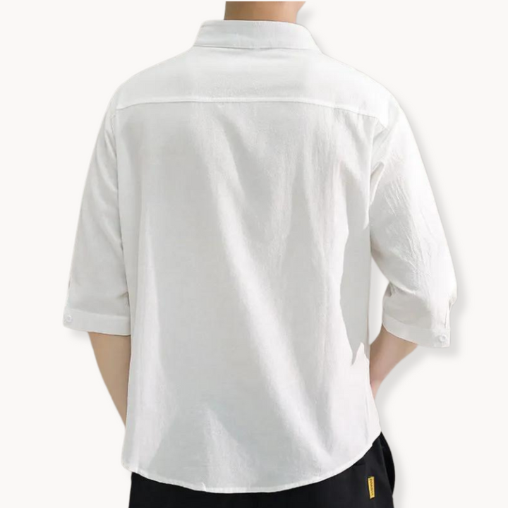 Shirt - Polyester Blend Mandarin Collar And Tidy Shape