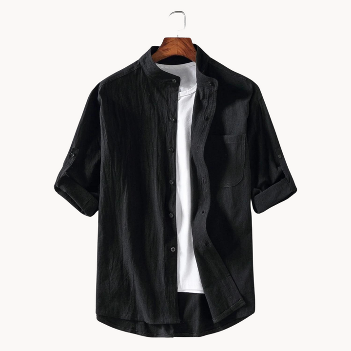 Shirt - Polyester Blend Mandarin Collar And Tidy Shape