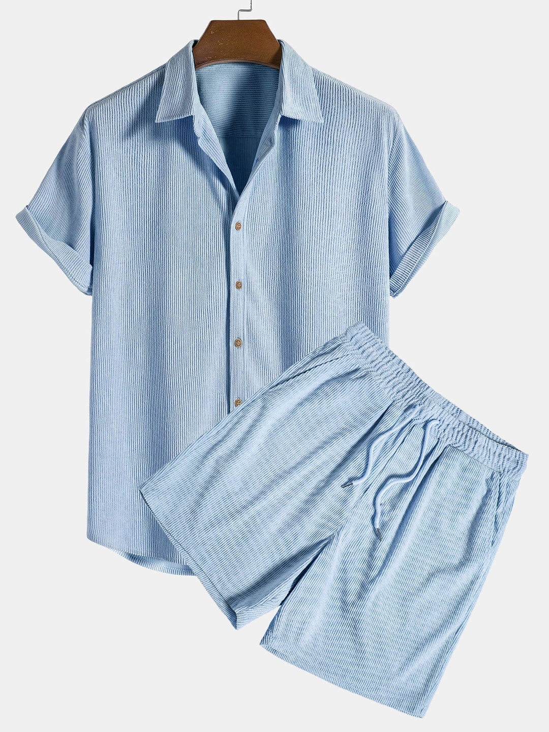Shirt Set - Corduroy Blend Button Front & Soft Hand