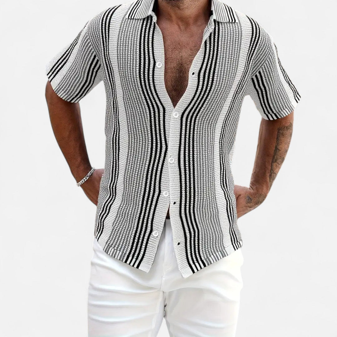 Shirt – Striped Light Blend Button Front & Breathable Fit