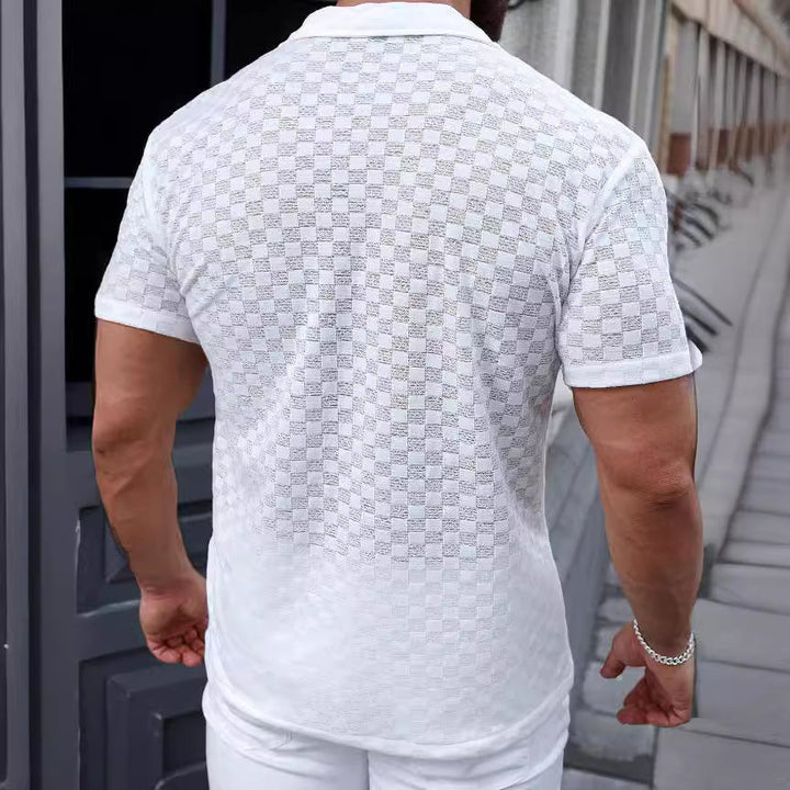 Short Sleeve Shirt – Lace Detail & Breathable Knit Blend