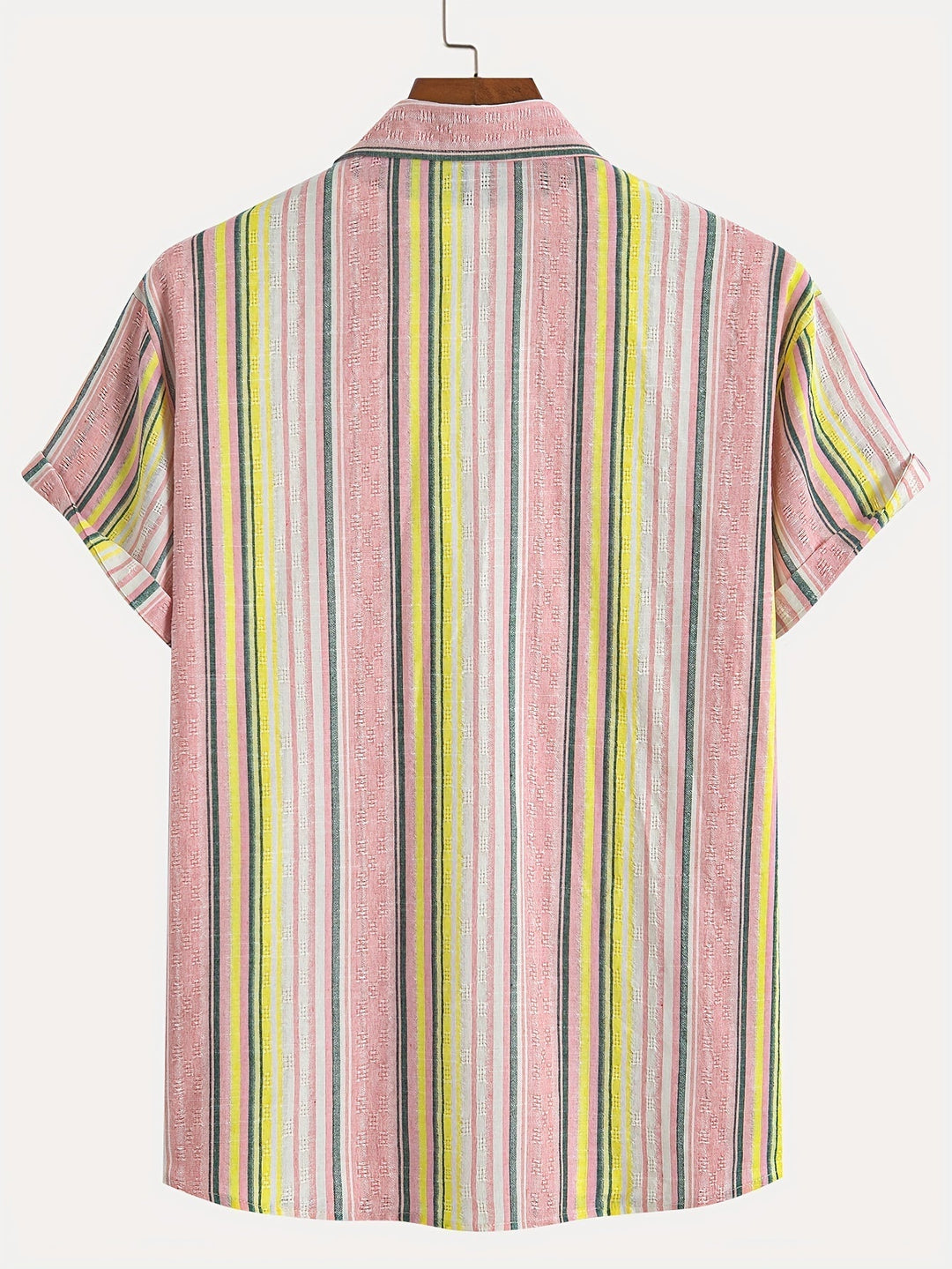 Short Sleeve Shirt - Striped Front And Breathable Blend