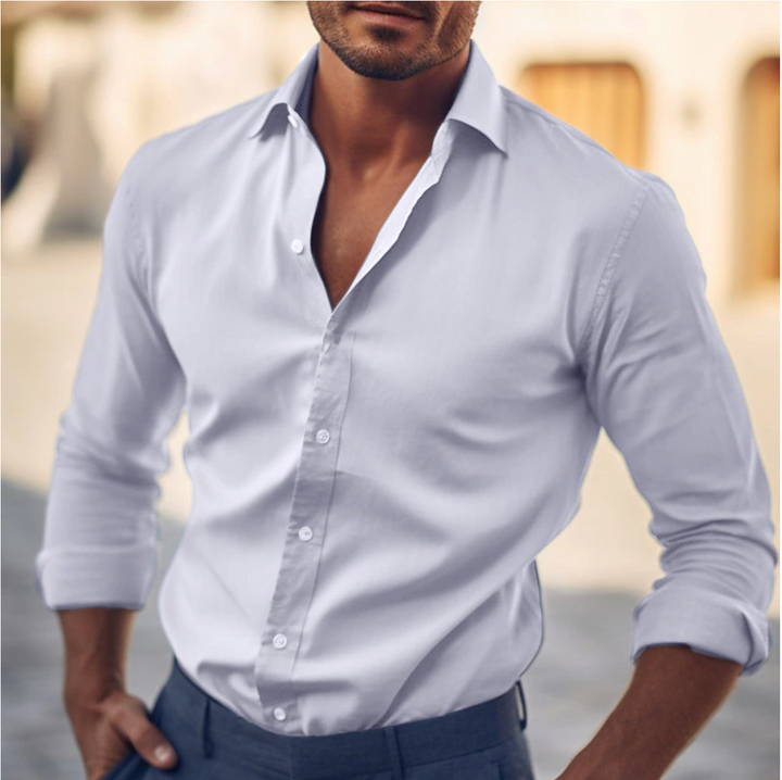 Soft-Blend Dress Shirt - Classic Collar & Neat Slim Fit