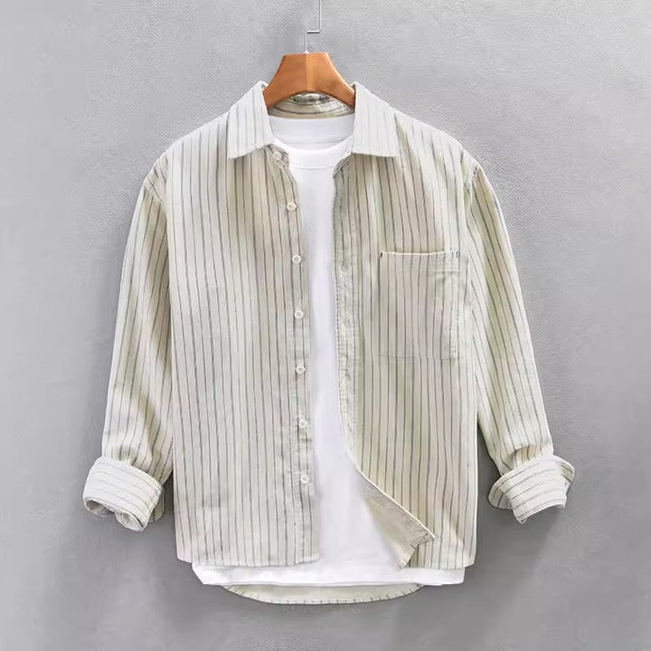 Soft-Blend Long Sleeve Shirt – Vertical Stripe & Roomy Fit