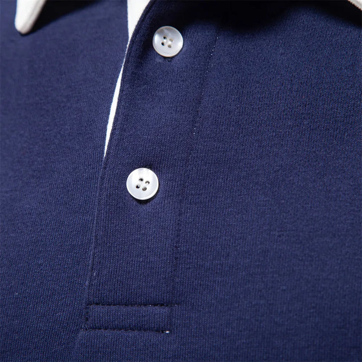 Soft-Blend Polo Sweatshirt - Contrast Collar & Flexible Fit