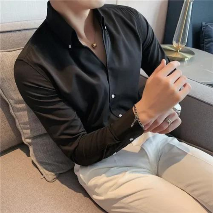 Soft-Blend Shirt – Button Front & Neat Tuck Relaxed Fit