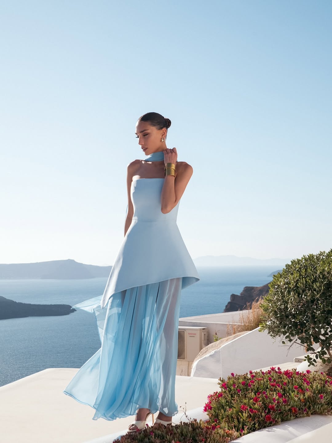 Theona Baby Blue Maxi Dress
