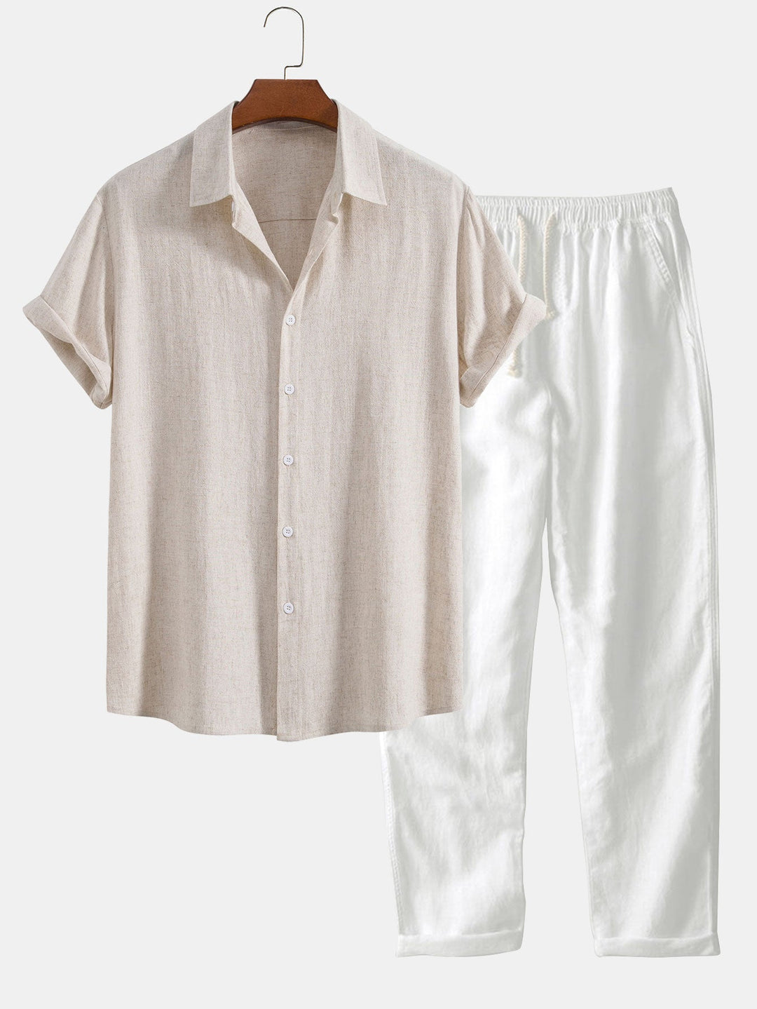 Two Piece Set - Short Sleeve & Breathable Polyester Blend