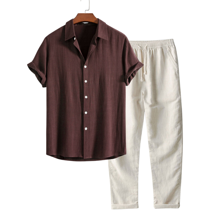 Two Piece Set - Short Sleeve & Breathable Polyester Blend