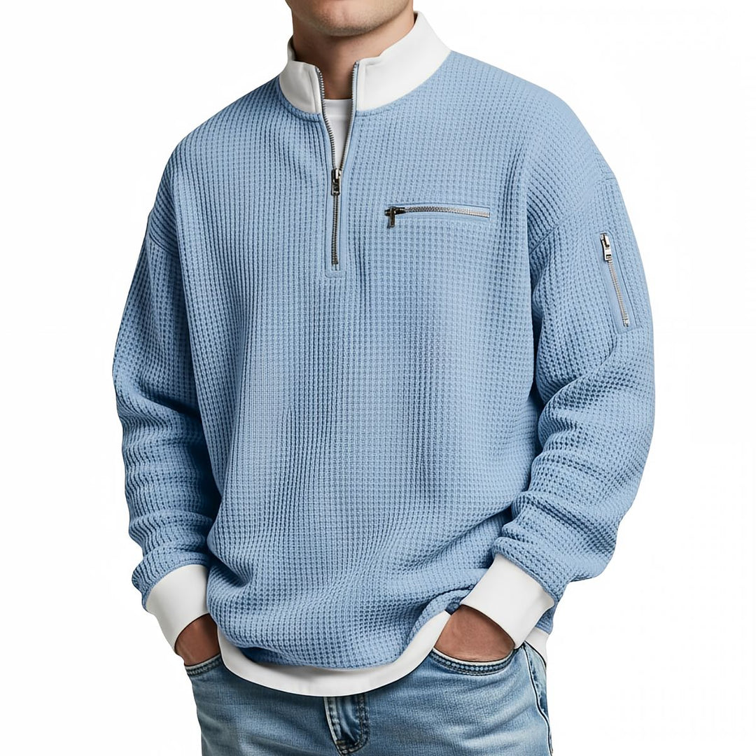 Jersey Waffle con Cremallera para Hombre
