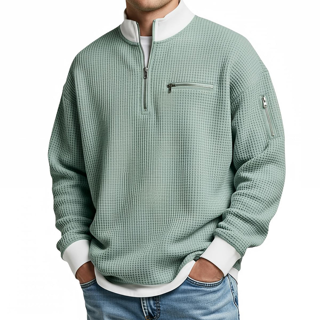 Jersey Waffle con Cremallera para Hombre