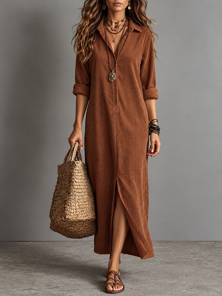 Leonora | Vestido Camisero de Pana