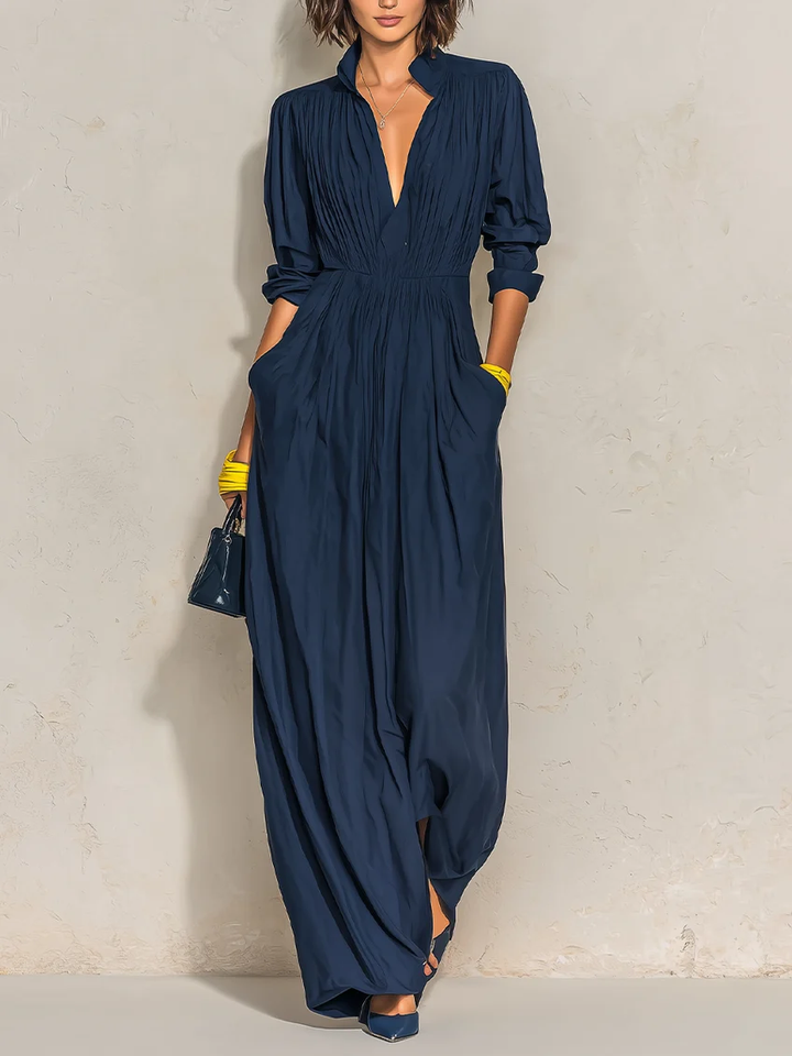 Azucena | Vestido Plisado Azul Marino