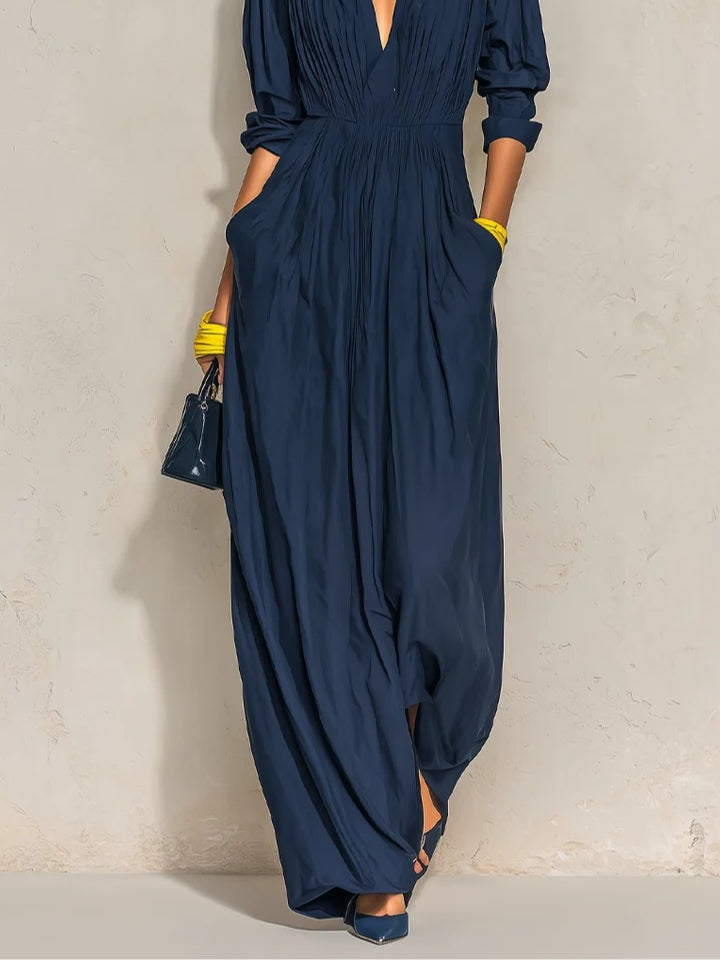 Azucena | Vestido Plisado Azul Marino