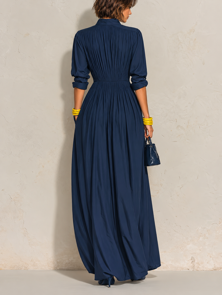 Azucena | Vestido Plisado Azul Marino